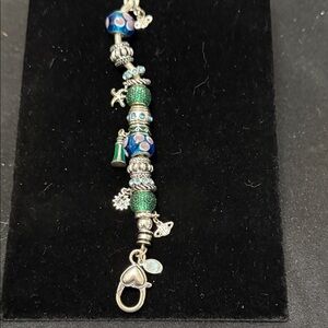 Elegant Silver and Blue Charm Bracelet